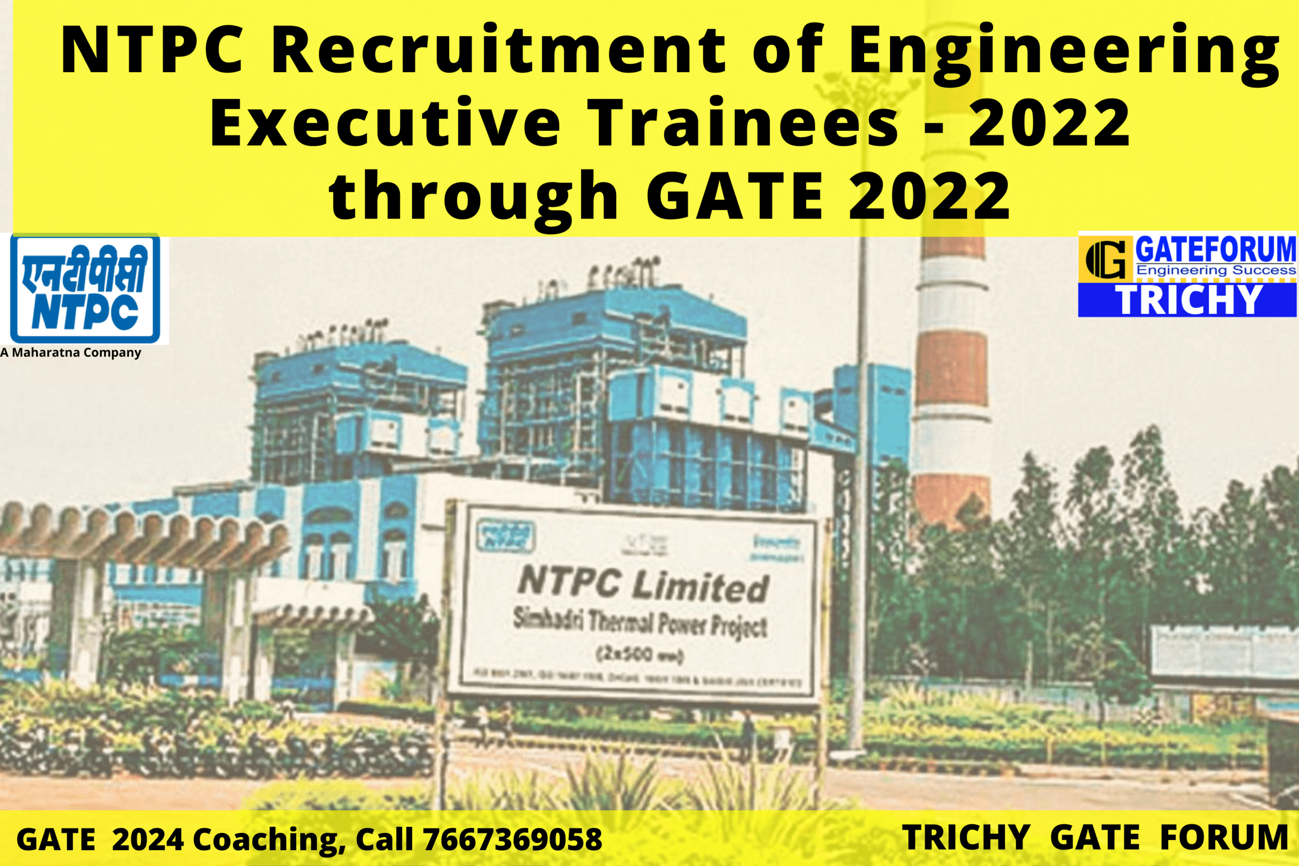 NTPC Recruitment of Engineer Trainee through GATE 2022